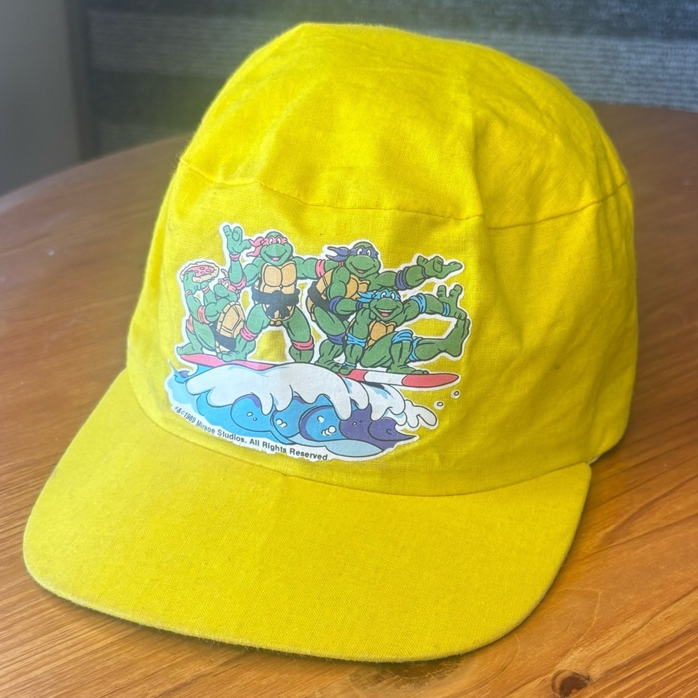 Vintage 1989 Teenage Mutant Ninja Turtles Yellow Painters Cap Hat OSFA EUC